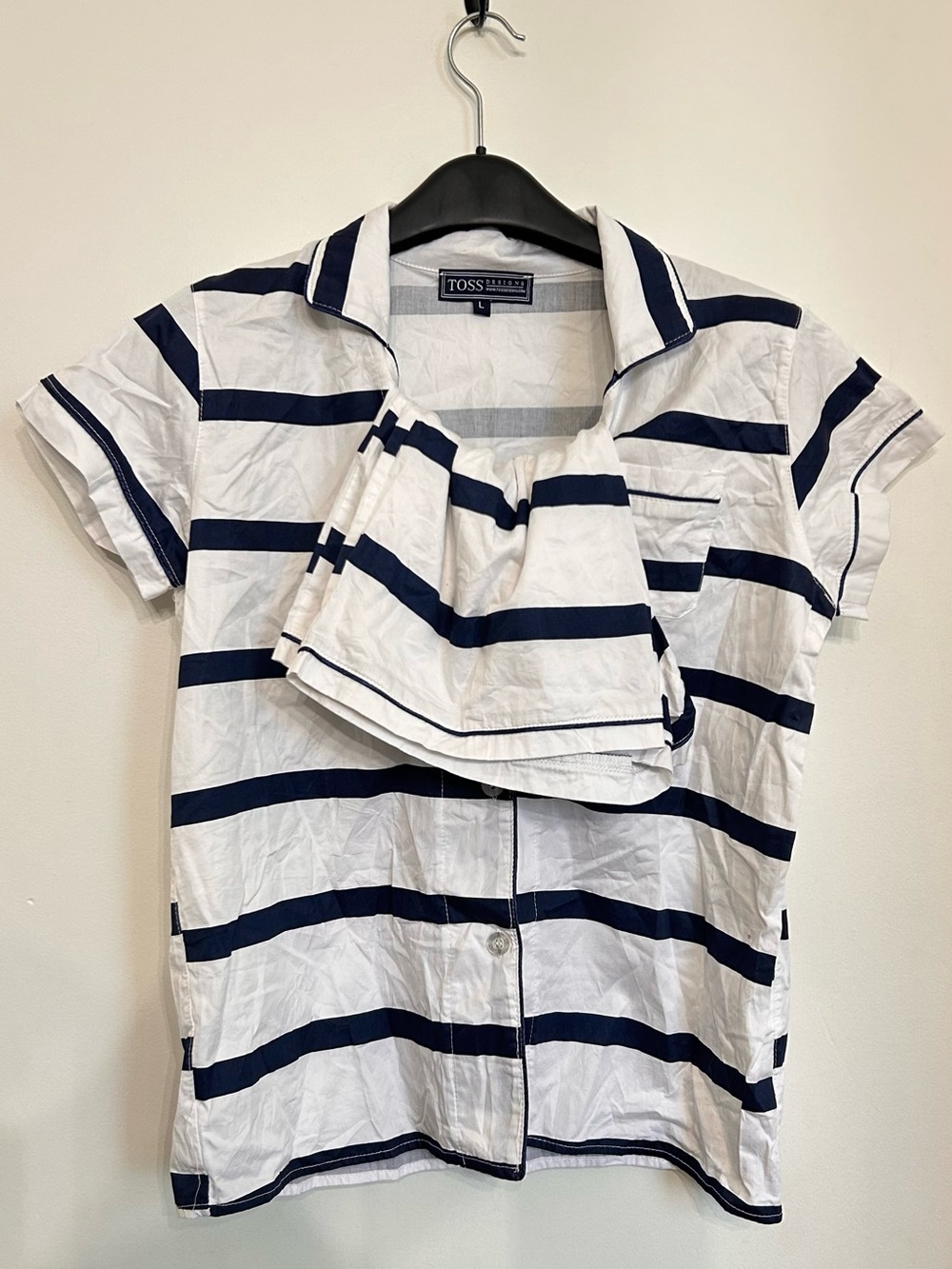 TOSS DESIGNS SHORT SLEEVE/SHORTS PAJAMA SET NAVY/WHITE